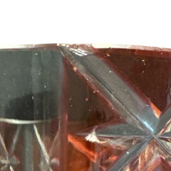 Vintage Clear Cut Cranberry Glass 4” Bowl Please Read - Picture 9 of 9